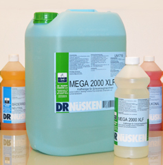 MEGA 2000 XLF - Extrem starker, alkalischer Intensivreiniger und Schmutzbrecher zur Beseitigung hartnäckiger organischer Verschmutzungen und Verkrustungen wie Polymerfilme und Gummiabrieb. Tensidfrei, daher besonders geeignet für Scheuersaugmaschinen