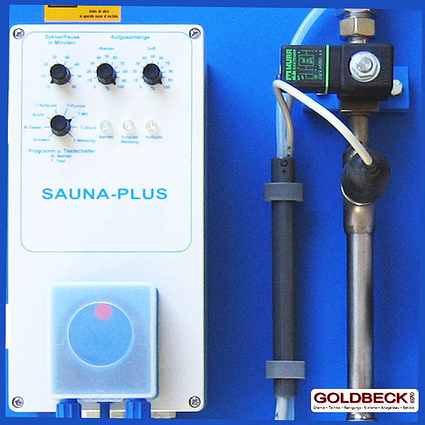 Saunadosiergerät mit Schlauchdosierpumpe SA-V für Duftkonzentrat (optional lieferbar mit mehreren Düften)